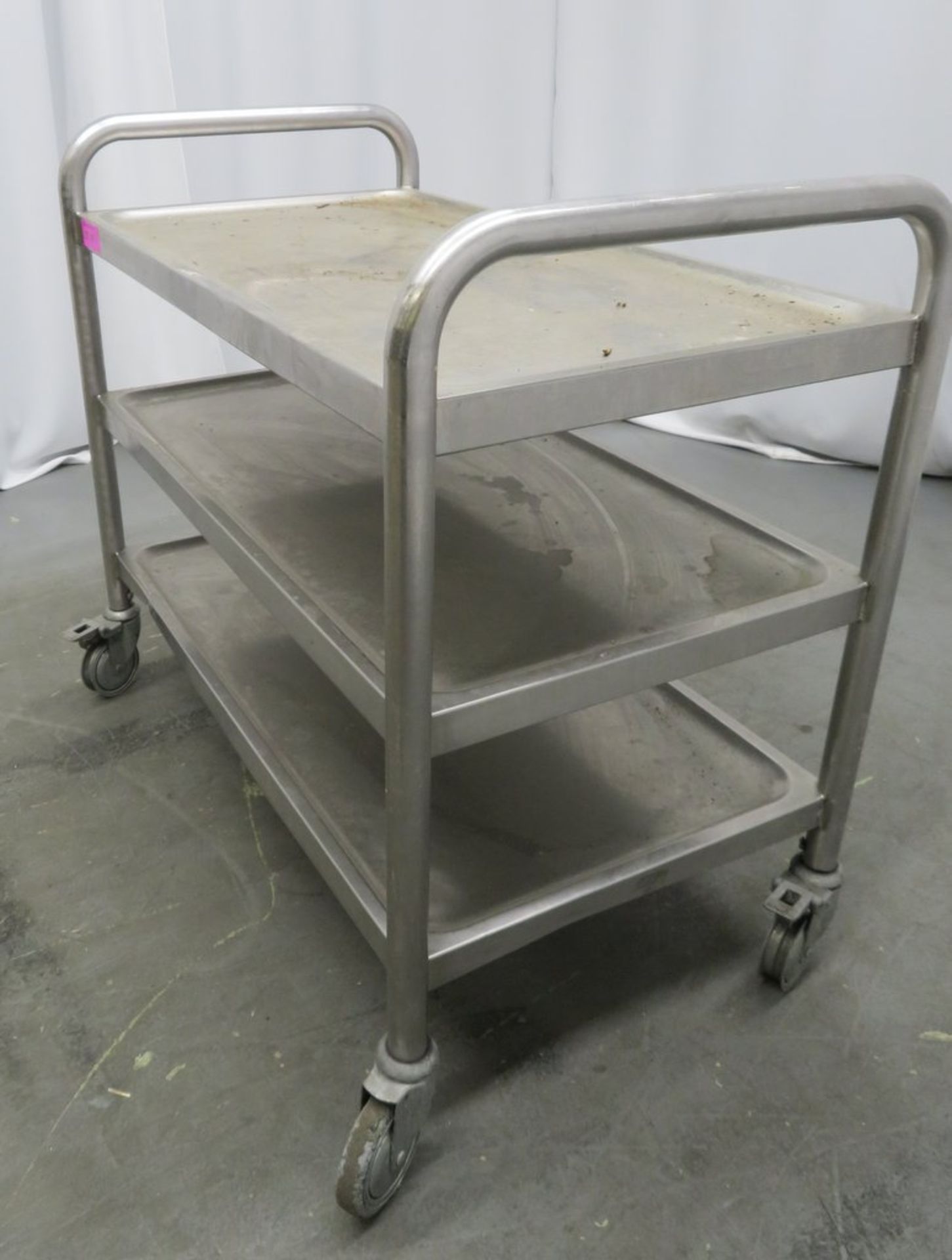 Stainless steel 3 tier portable canteen trolley. 1020x550x900mm - Image 3 of 3