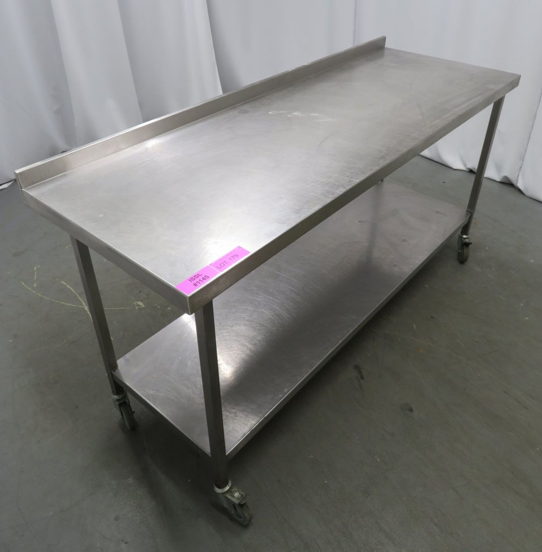 Stainless steel portable prep table, 1800x650x895mm - Image 2 of 3