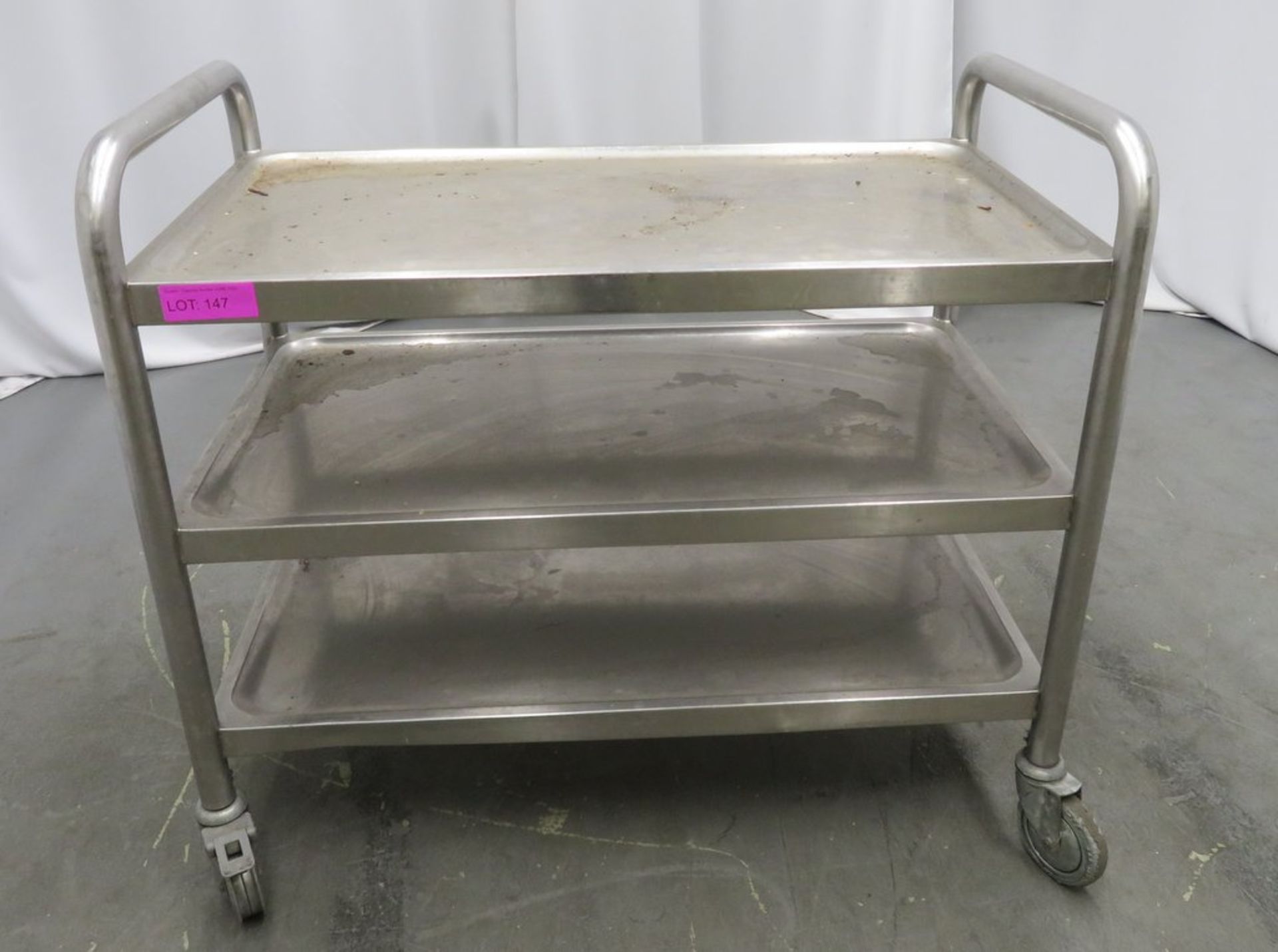 Stainless steel 3 tier portable canteen trolley. 1020x550x900mm