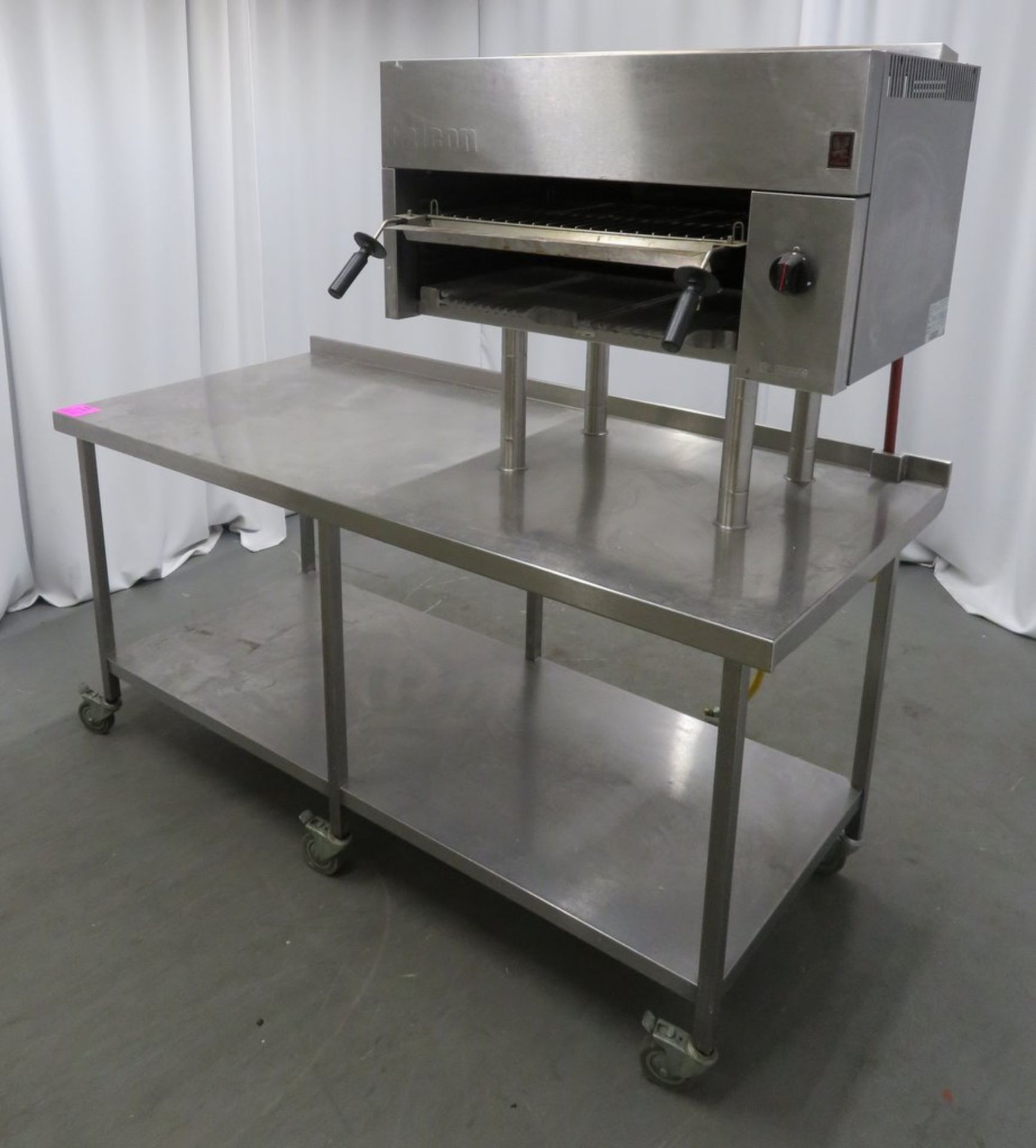 Falcon G2522 salamander grill on wheeled prep table - Image 3 of 9
