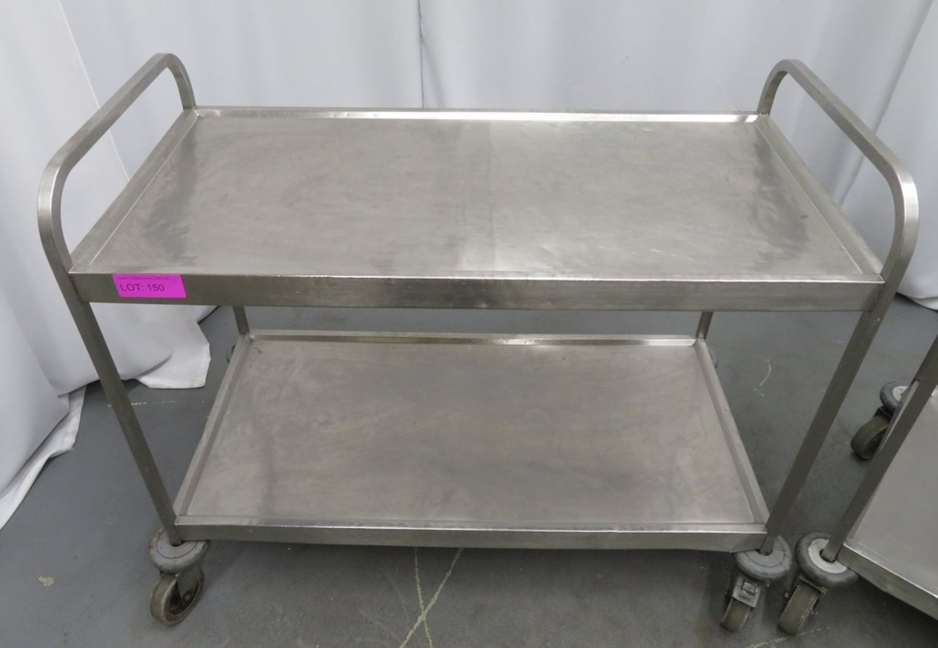 2x Stainless steel 2 tier portable canteen trolley. 1100x545x900mm - Image 2 of 3