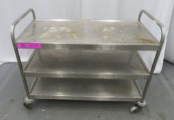 Stainless steel 3 tier portable canteen trolley. 1100x545x900mm