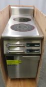 Heavy duty two zone induction range with cabinet, 3 phase electric, new