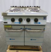 Heavy duty 4 hob with cabinet, 3 phase electric, new