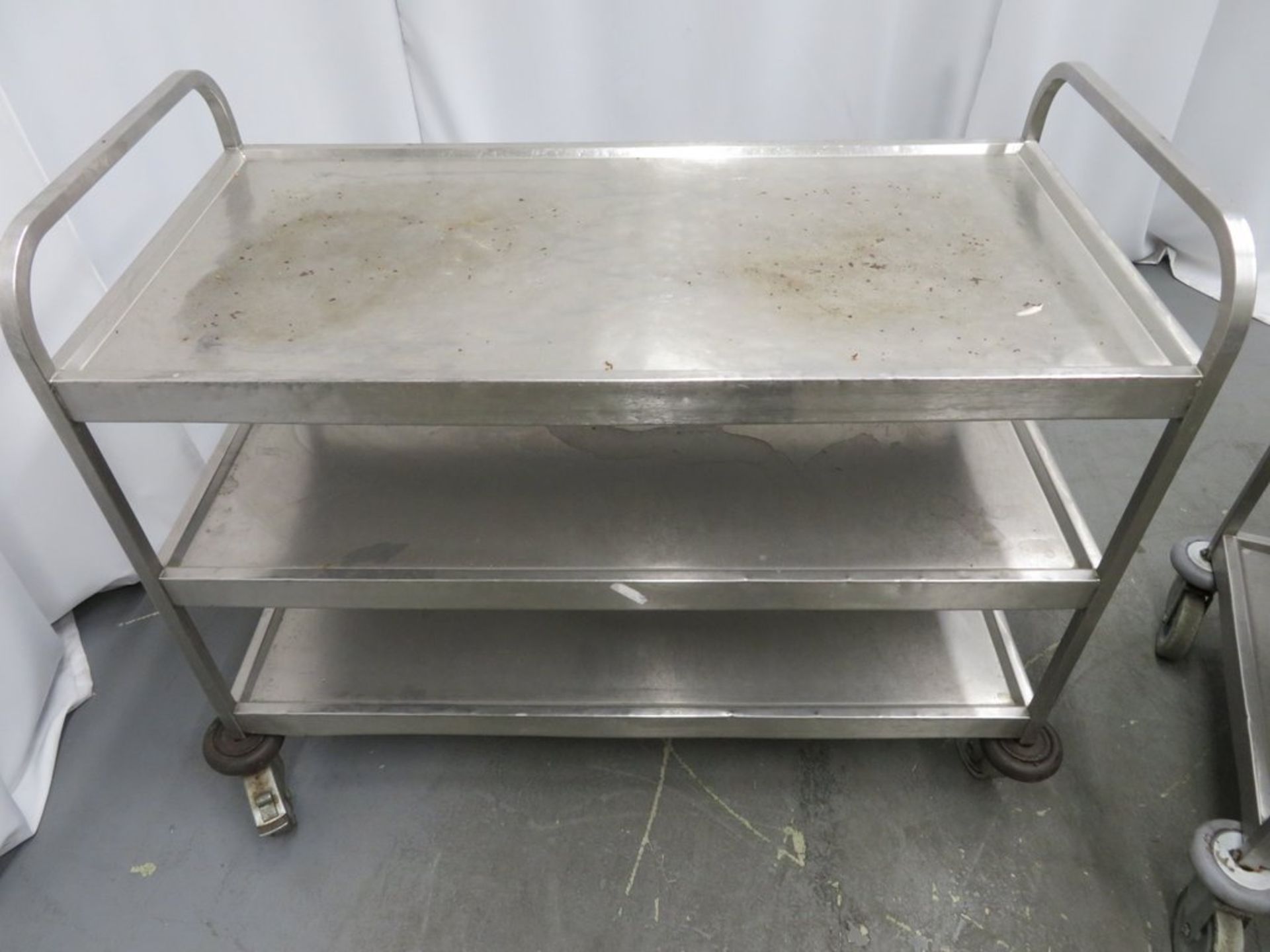 2x Stainless steel 3 tier portable canteen trolley. 1100x545x900mm - Image 3 of 3