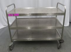 Stainless steel 3 tier portable canteen trolley. 1100x545x900mm