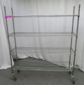 4 Tier portable kitchen storage rack. 1500x400x1730mm