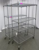 2x 4 Tier portable kitchen storage racks. 1170x500x1800mm