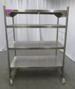 Bartlett 4 tier mobile shelf unit, 1200x500x1640mm