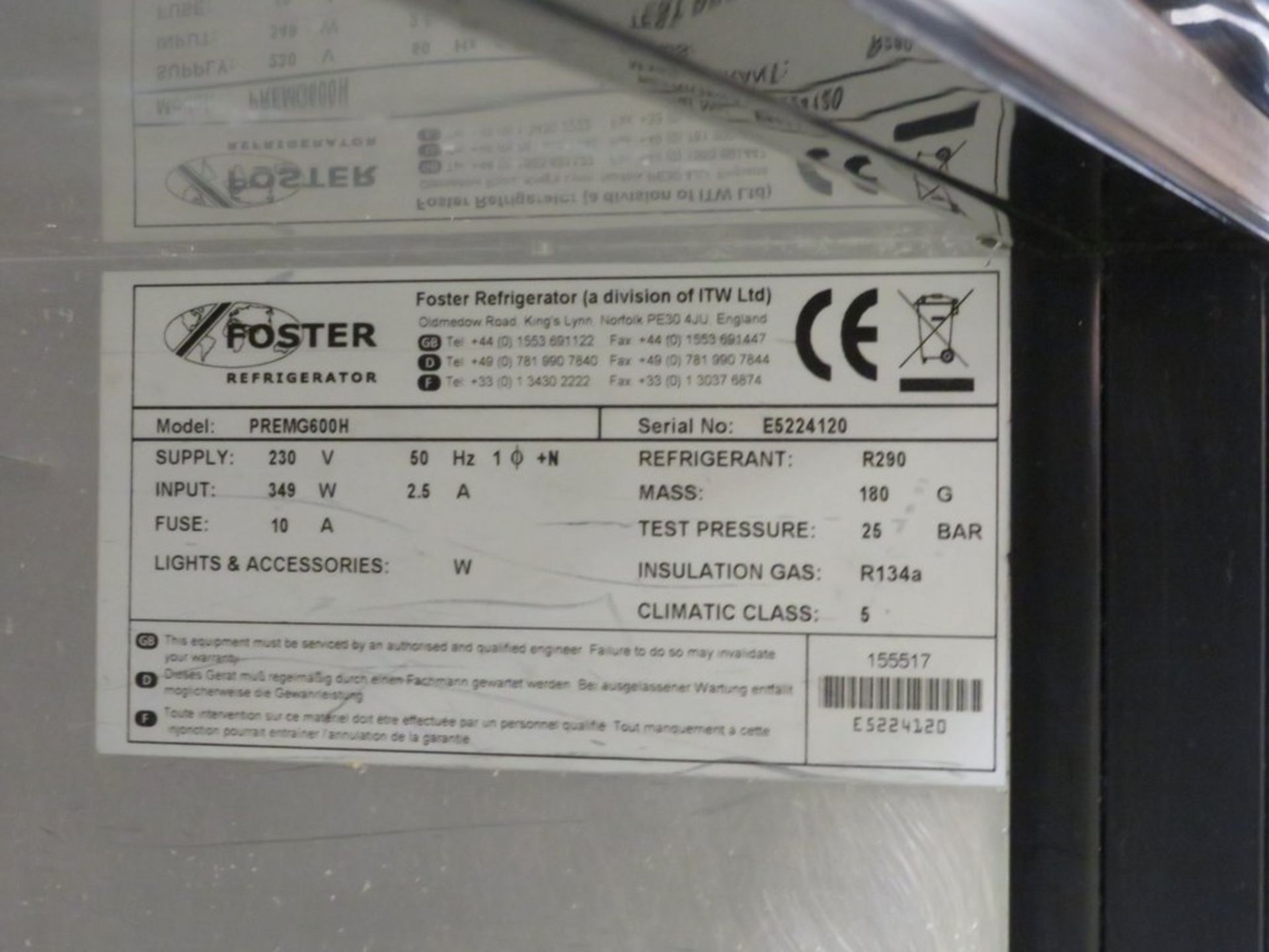 Foster PREMG600H single door upright fridge, 1 phase electric - Image 7 of 8