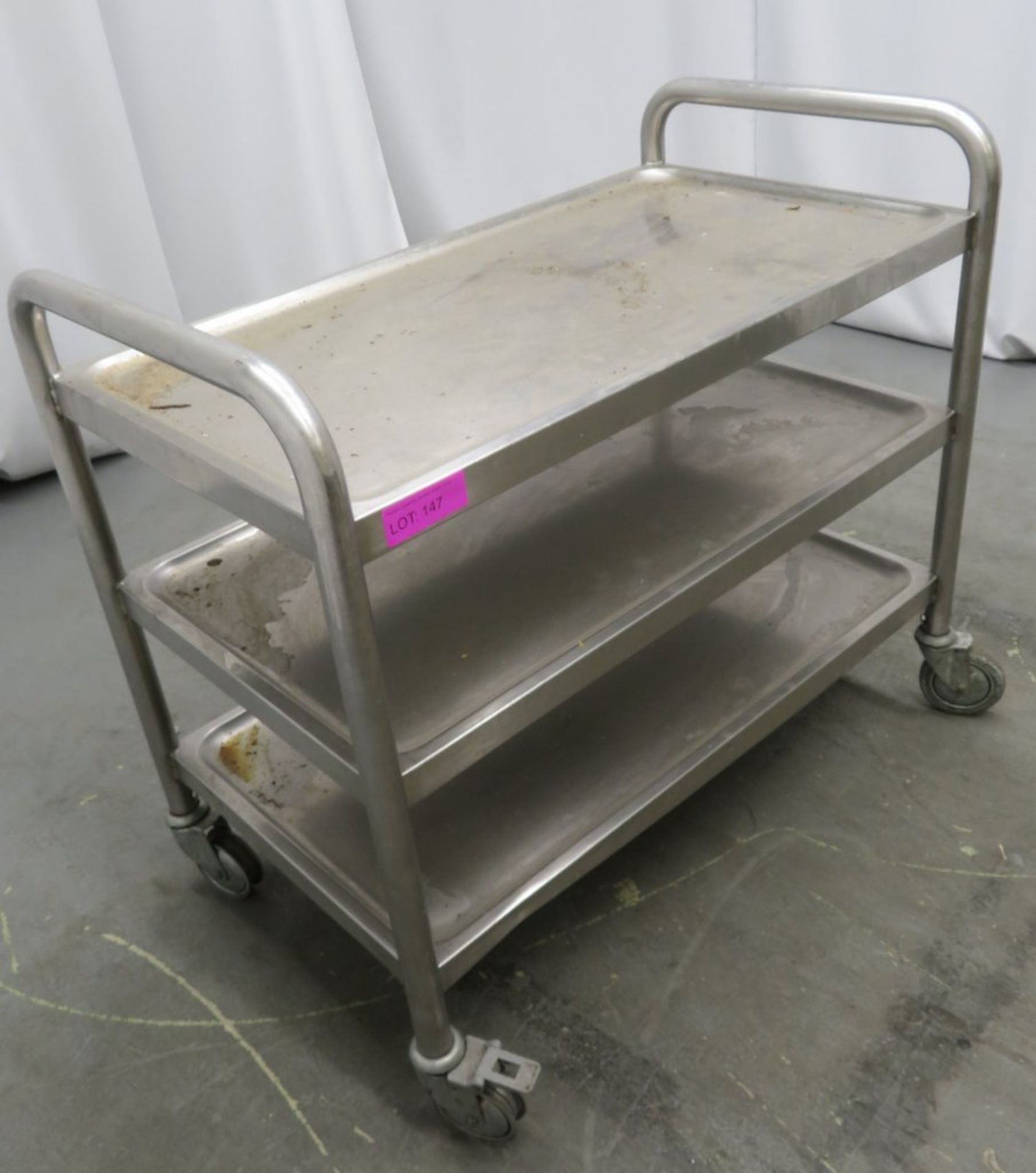 Stainless steel 3 tier portable canteen trolley. 1020x550x900mm - Image 2 of 3