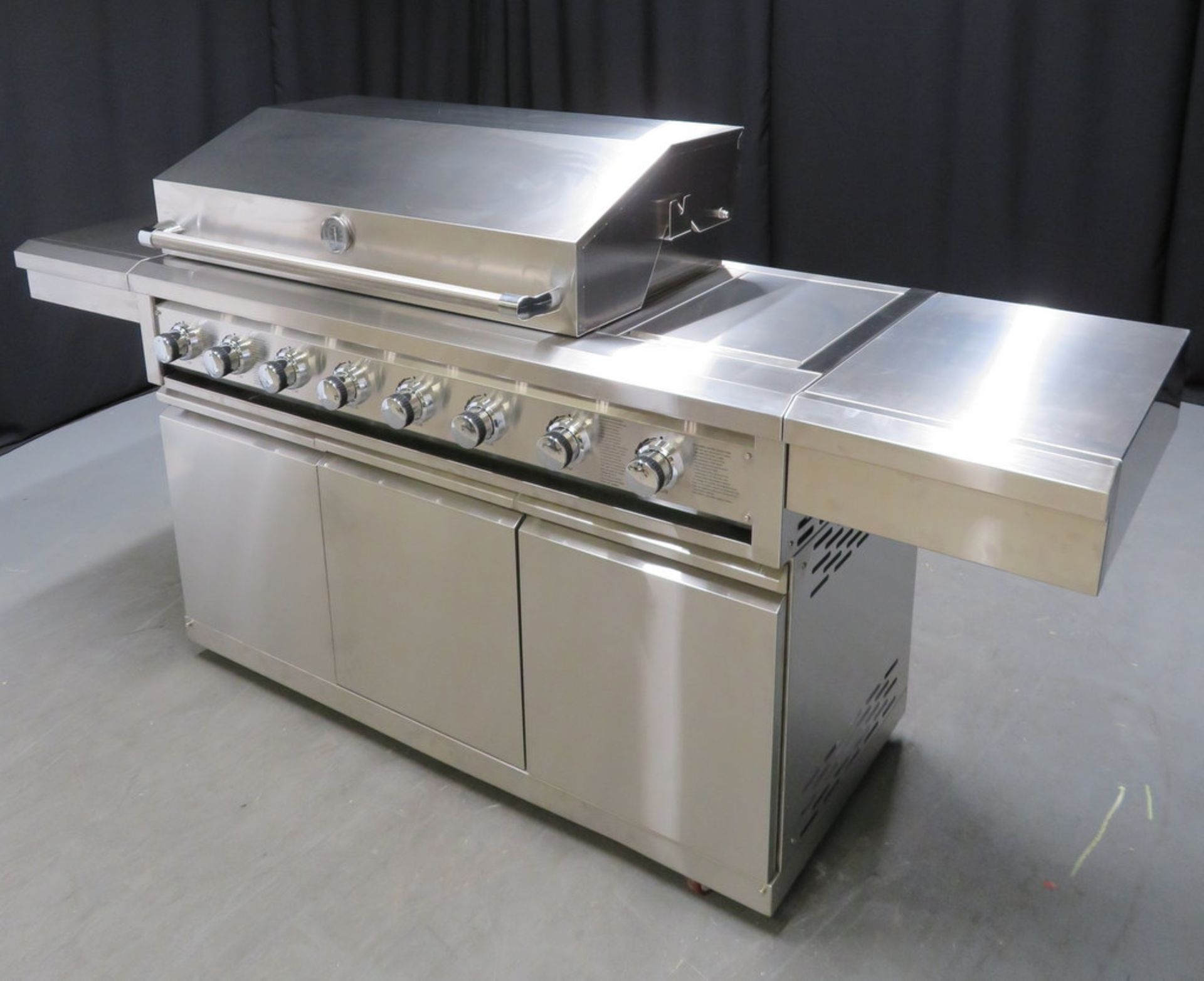 Gas 6 burner BBQ with infrared rear burner & side burner with cupboards, brand new - Image 2 of 18