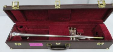 Besson International BE706 fanfare trumpet with case. Serial number: 889470.