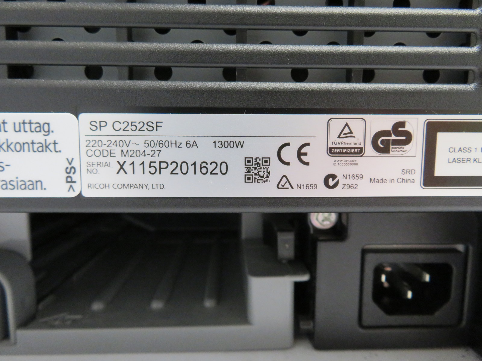 Ricoh SPC25SF printer / fax & scanner. Serial number:X115P201620. - Image 6 of 6