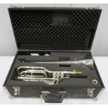 Smith-Watkins fanfare trumpet with case. Serial number: 33104.