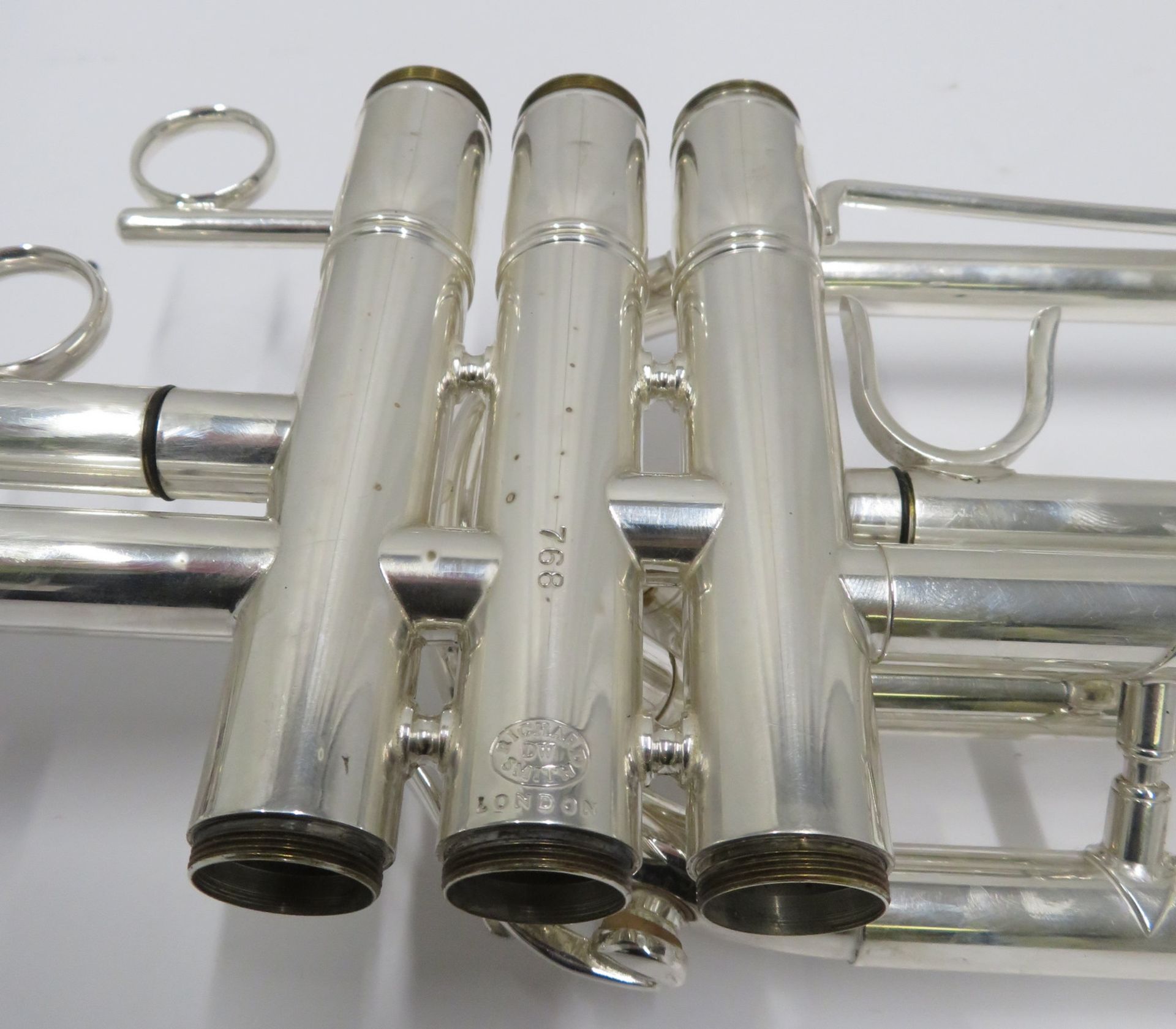 Smith-Watkins fanfare trumpet with case. Serial number: 768. - Image 6 of 16