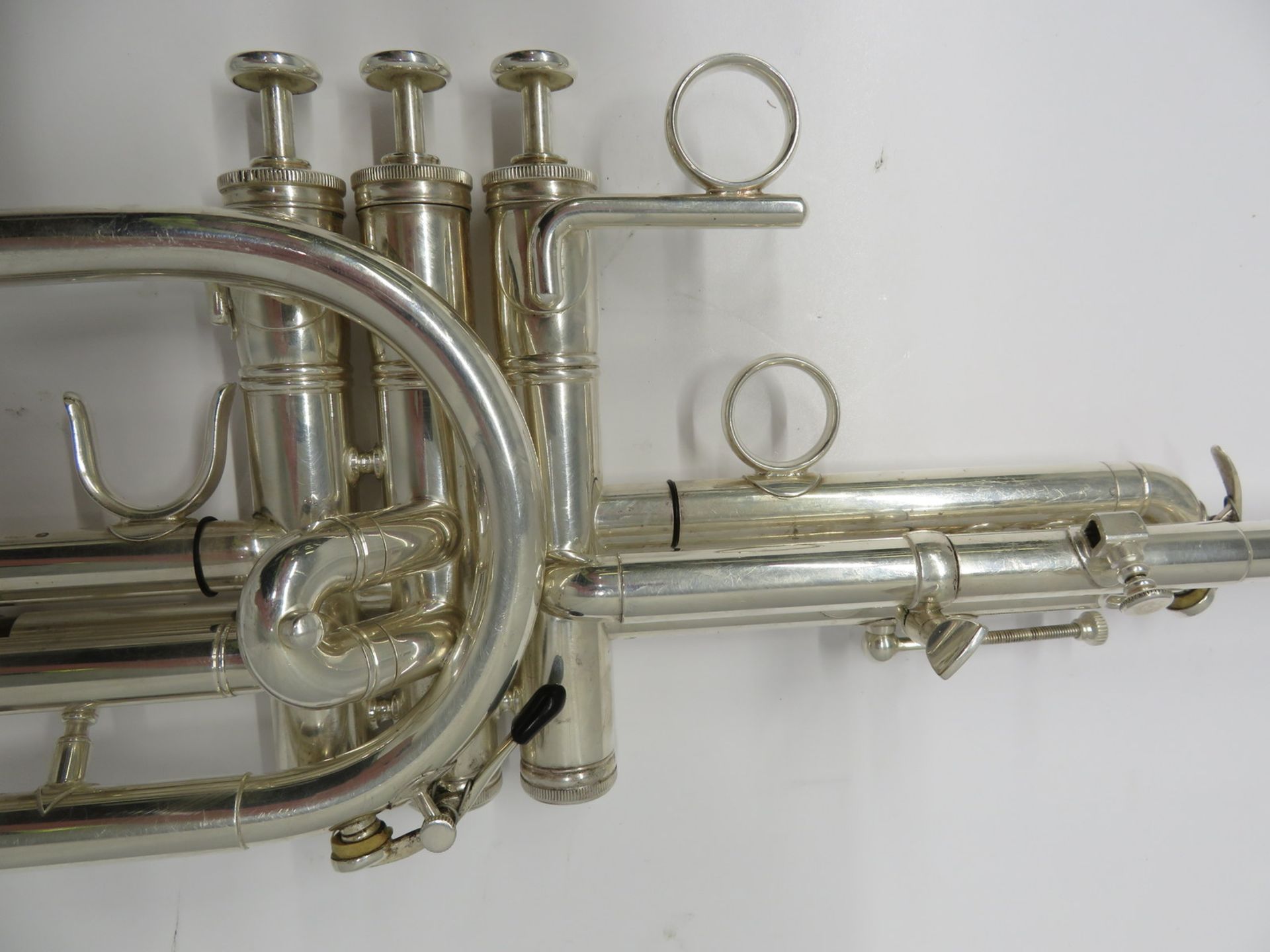 Smith-Watkins fanfare trumpet with case. Serial number: 693. - Image 12 of 16