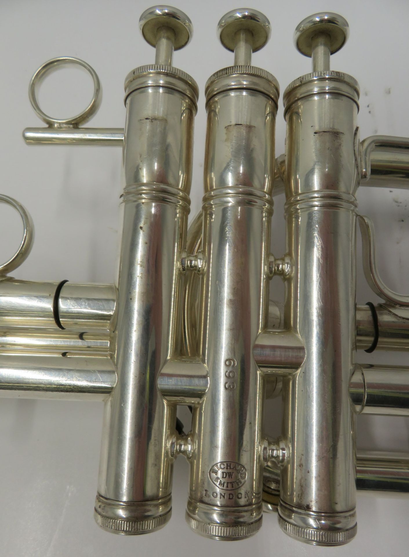 Smith-Watkins fanfare trumpet with case. Serial number: 693. - Image 7 of 16
