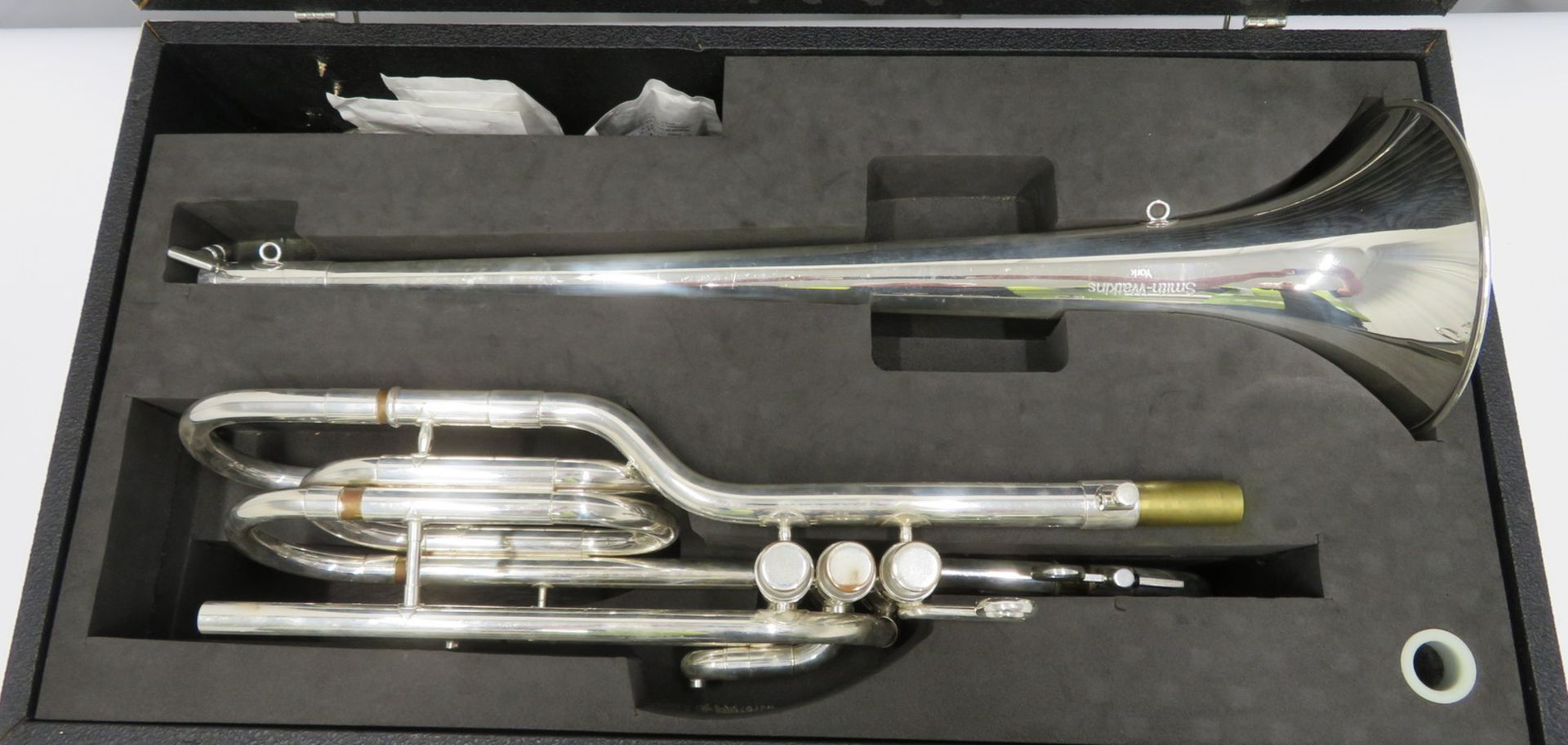 Smith-Watkins fanfare trumpet with case. Serial number: 33104. - Image 2 of 17