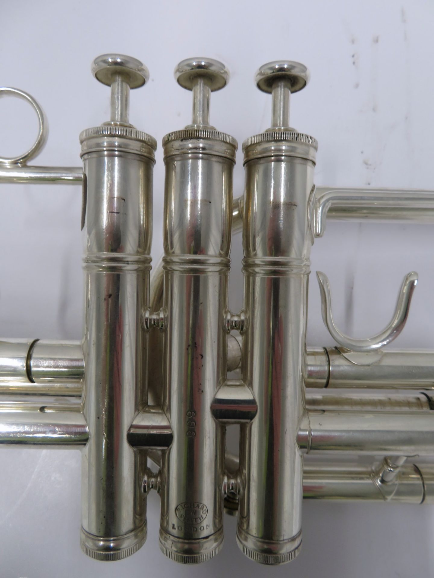 Smith-Watkins fanfare trumpet with case. Serial number: 696. - Image 5 of 15