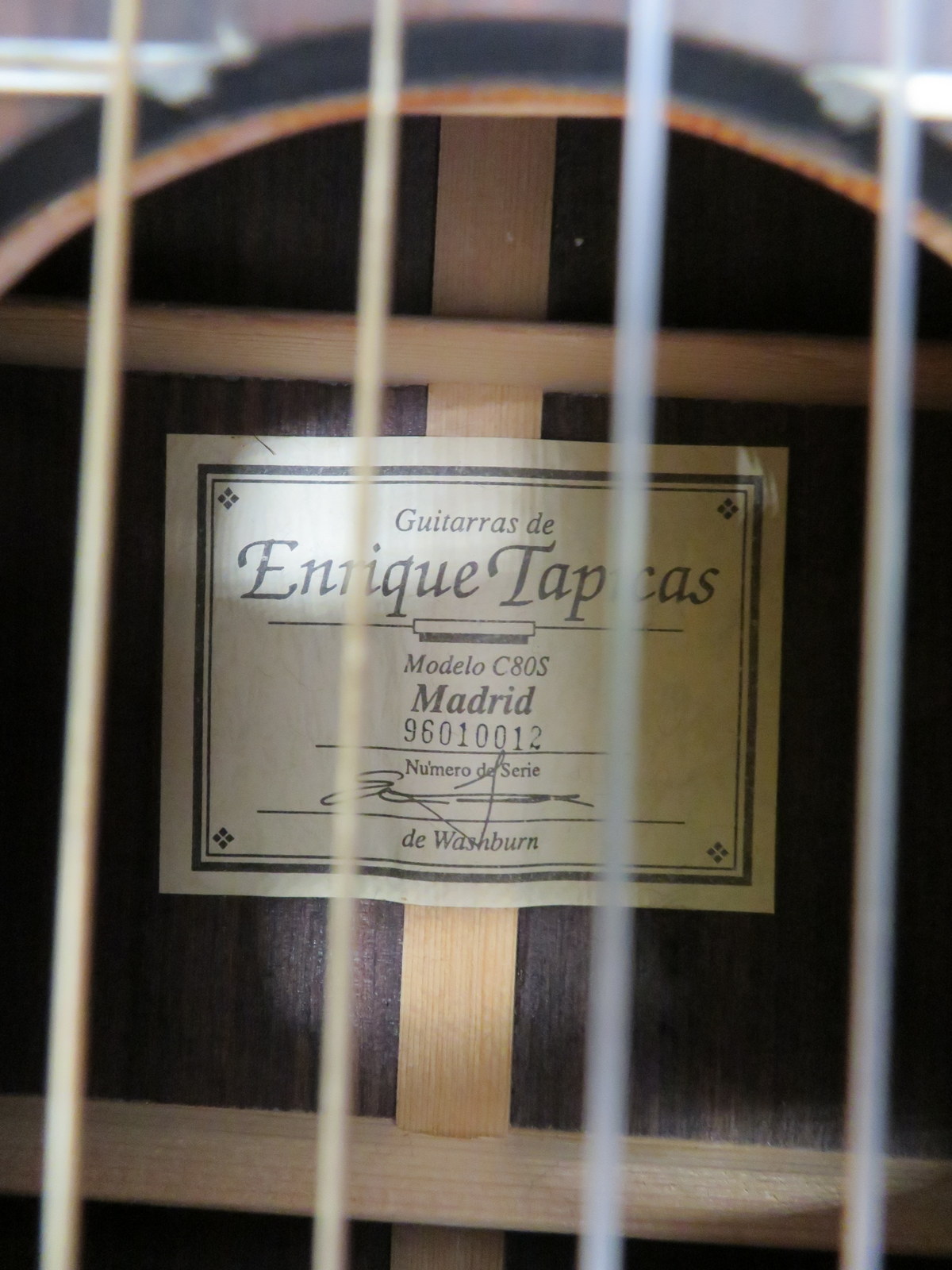 Washburn Enrique Tapicas C8S acoustic guitar with case. Serial number: 96010012. - Image 3 of 13