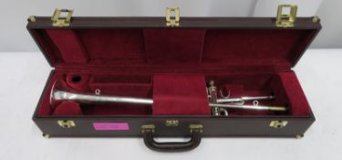 Besson International BE706 fanfare trumpet with case. Serial number: 889468.