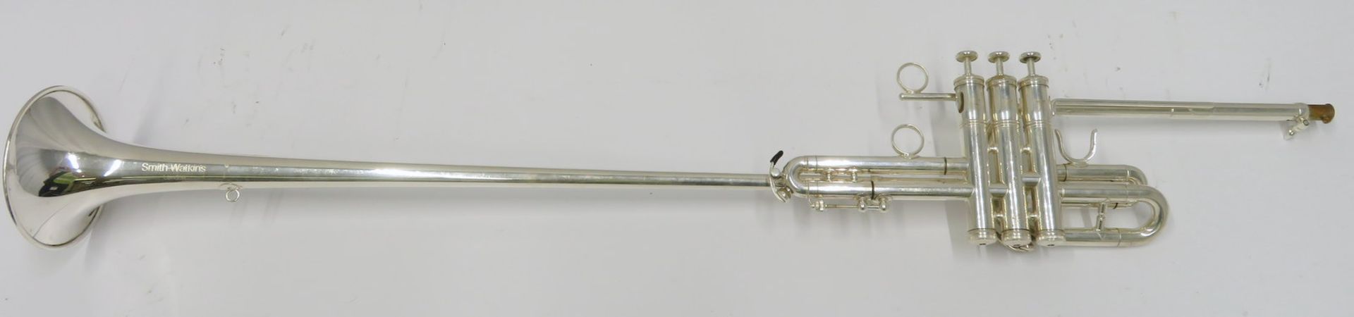 Smith-Watkins fanfare trumpet with case. Serial number: 696. - Image 3 of 15