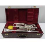 Besson International BE708 fanfare trumpet with case. Serial number: 887800.