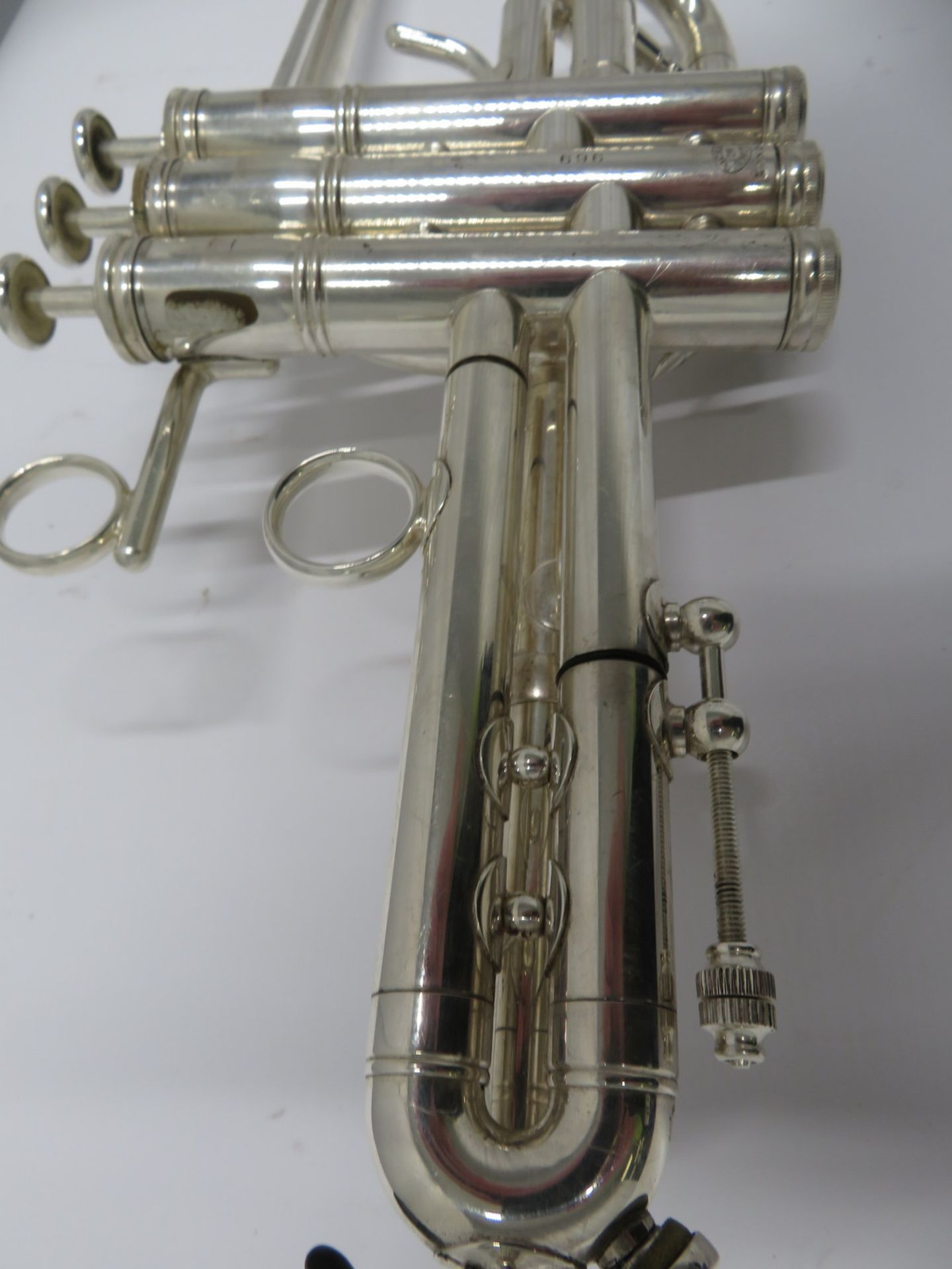 Smith-Watkins fanfare trumpet with case. Serial number: 696. - Image 9 of 15