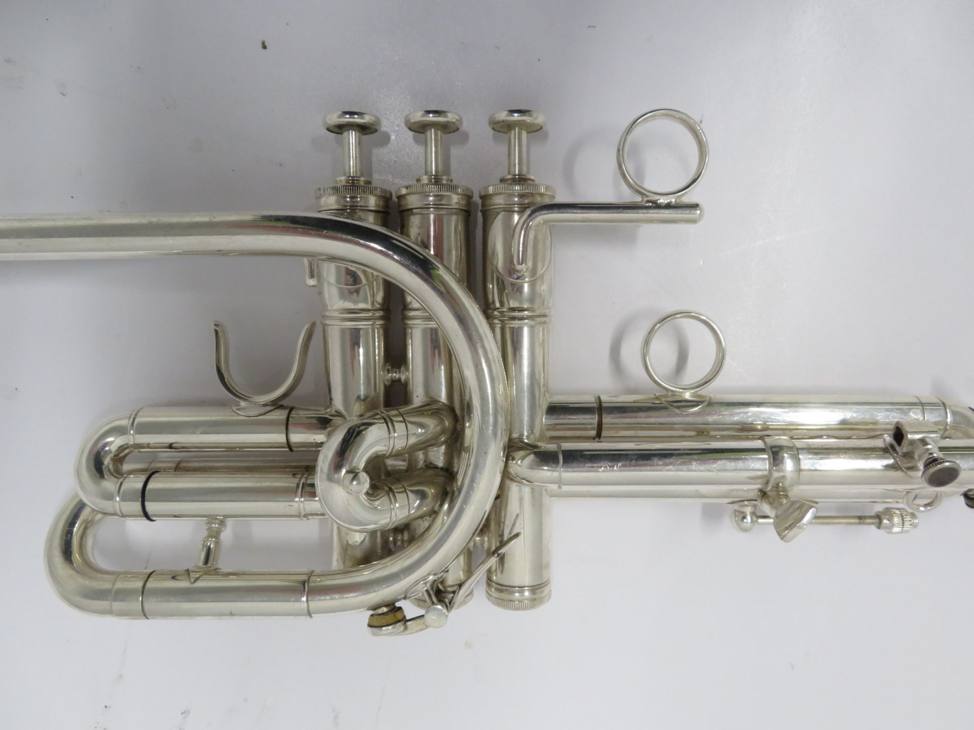 Smith-Watkins fanfare trumpet with case. Serial number: 696. - Image 12 of 15