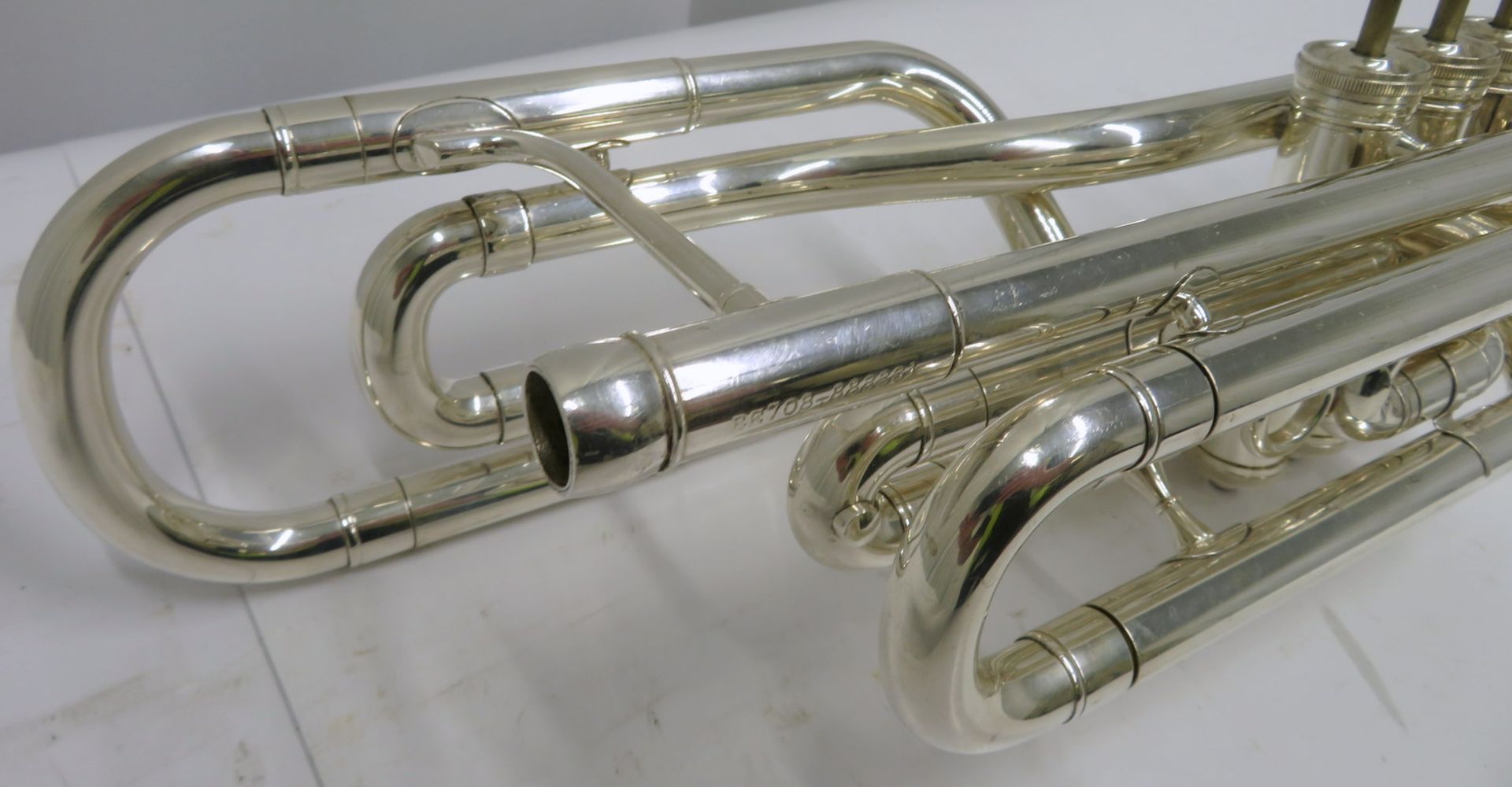 Besson International BE708 fanfare trumpet with case. Serial number: 888881. - Image 13 of 15