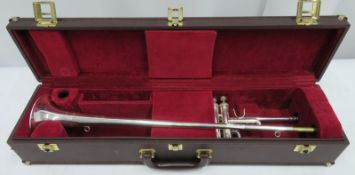Besson International BE706 fanfare trumpet with case. Serial number: 889472.