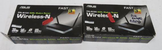 2x Asus DSL-N12U ADSL modem routers.