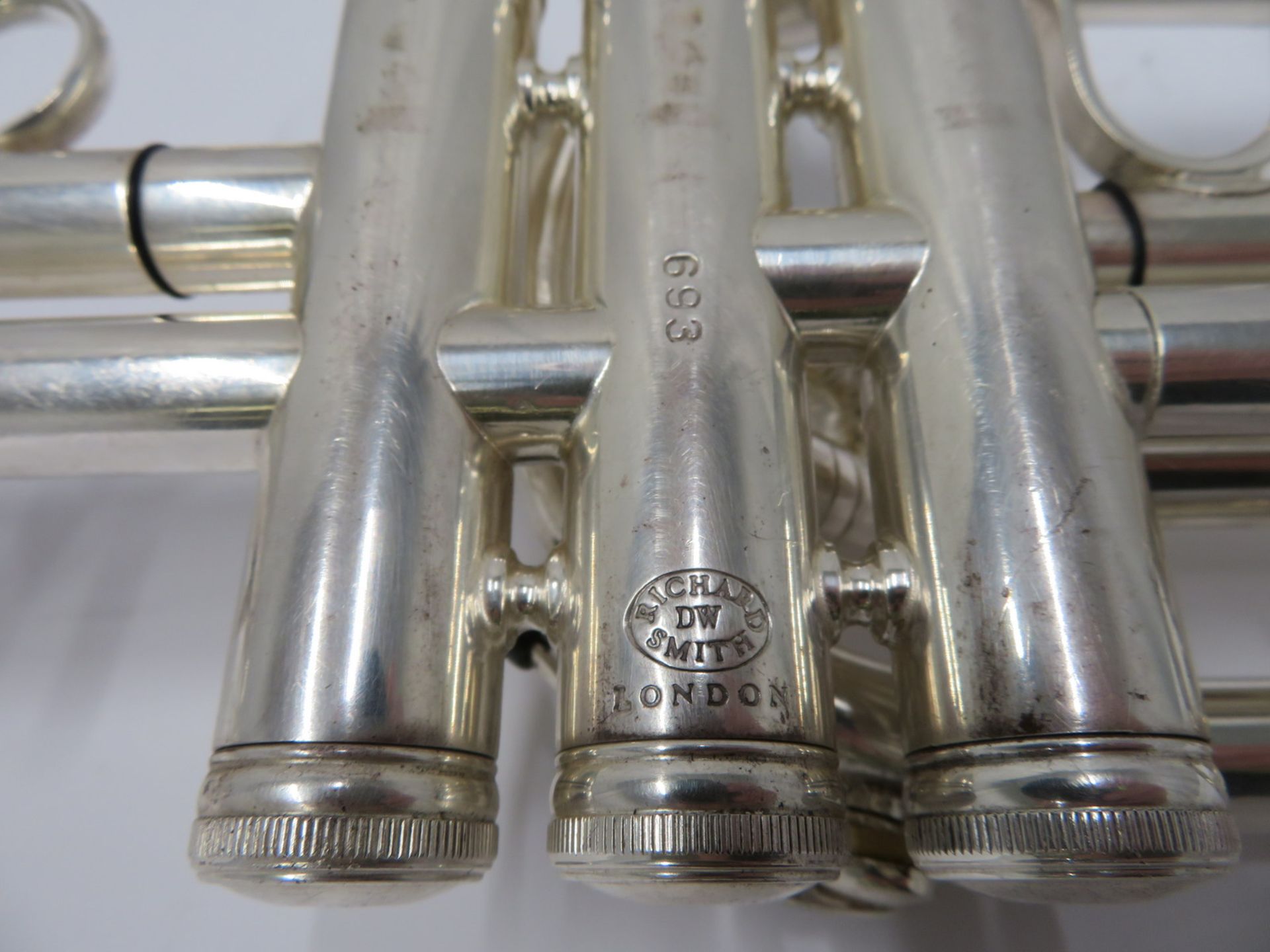 Smith-Watkins fanfare trumpet with case. Serial number: 693. - Image 8 of 16