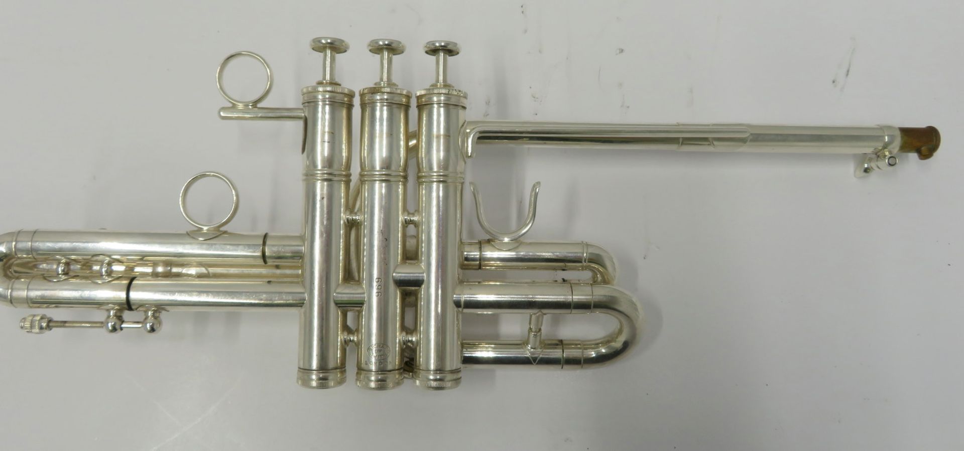 Smith-Watkins fanfare trumpet with case. Serial number: 696. - Image 4 of 15