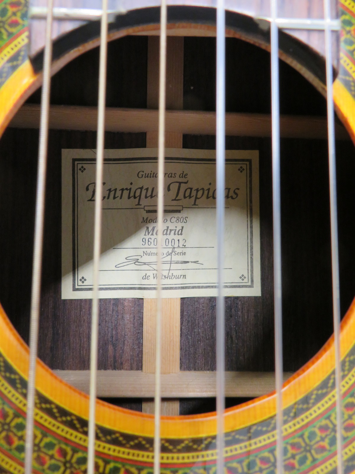 Washburn Enrique Tapicas C8S acoustic guitar with case. Serial number: 96010012. - Image 11 of 13