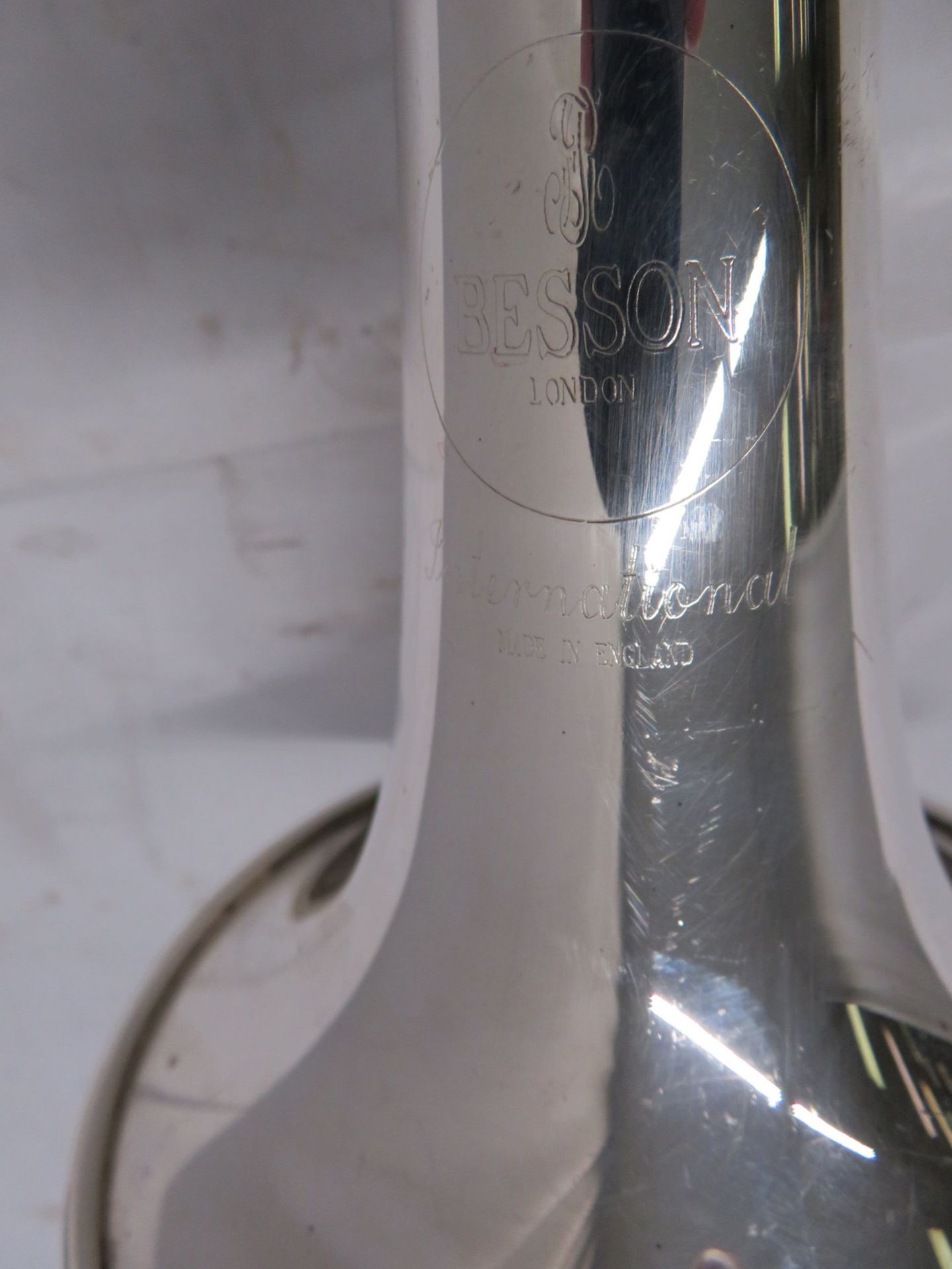 Besson International BE706 fanfare trumpet with case. Serial number: 889469. - Image 8 of 11