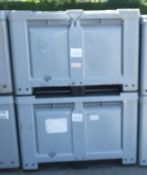 2x Plastic Storage Bin / pallets L1220 x W1020 x H830mm