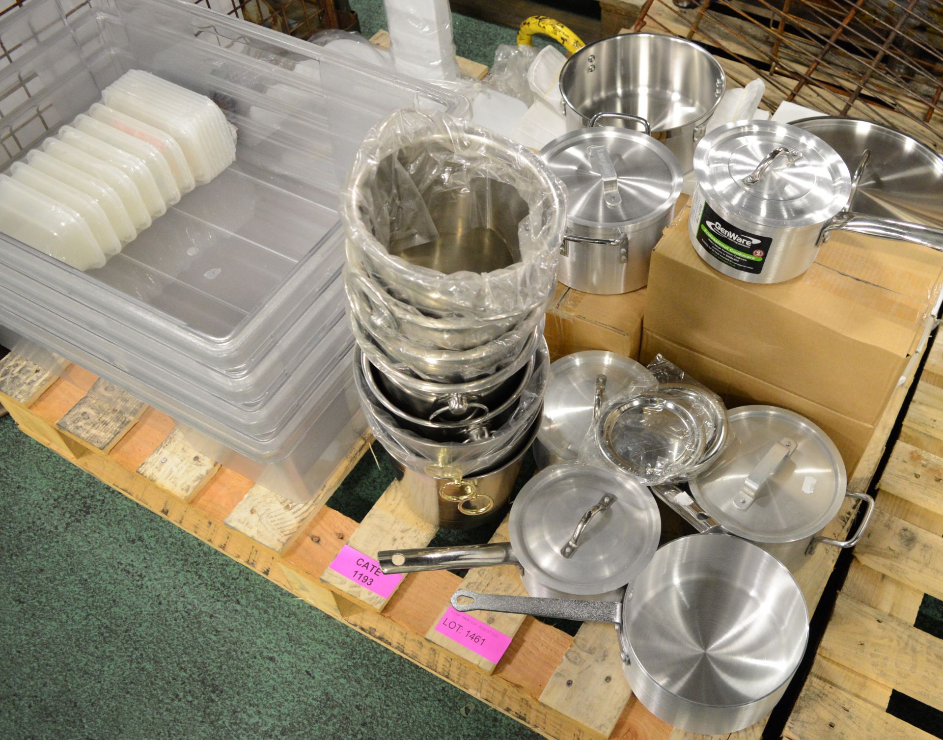 Assorted Saucepans. Plastic Trays. Waste Bag Stand. - Image 2 of 5