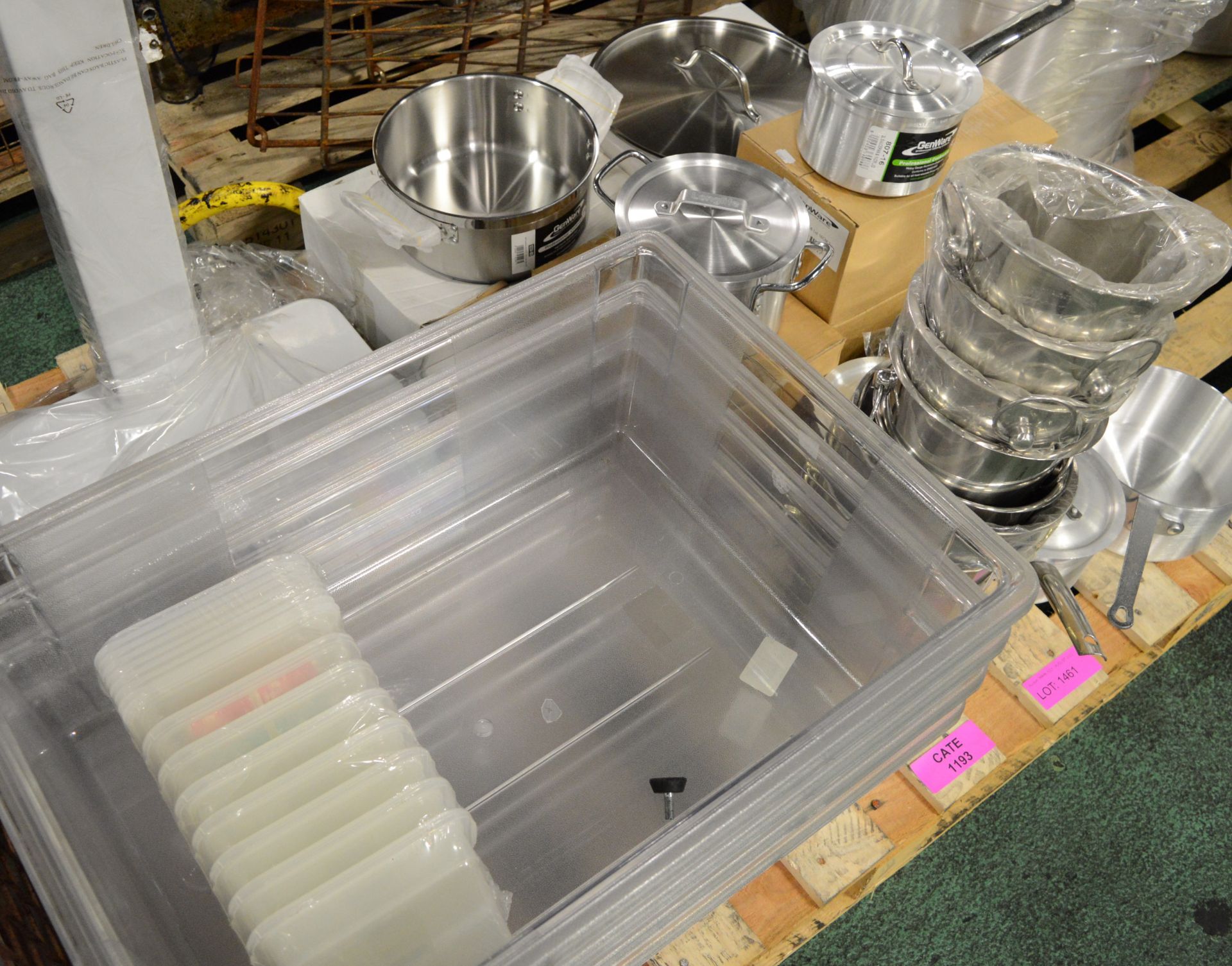 Assorted Saucepans. Plastic Trays. Waste Bag Stand. - Image 3 of 5