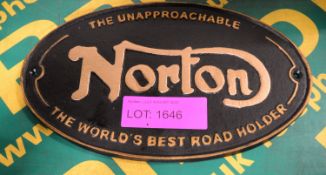 Norton Cast Sign.