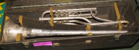 Boosey & Hawkes Fanfare Trumpet with case - in need of extensive repair
