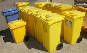 11x Various sized plastic Wheelie Bins