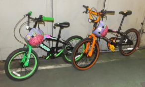 2 Children's bicycles Muddyfox X-Ray BMX Orange and black 360 degree steering Size 20 inch