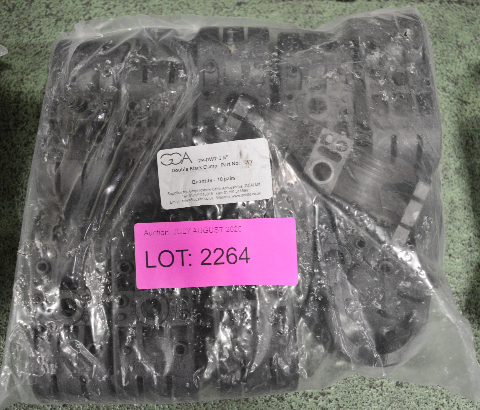 Pack of 10 Pairs GCA 2P-DW7-1 1/4" Double Black Clamps.