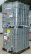 2x Schutz SX EX metal clad and frame IBC 1000LTR plastic containers