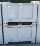 2x Plastic Storage Bin / pallets L1220 x W1020 x H830mm