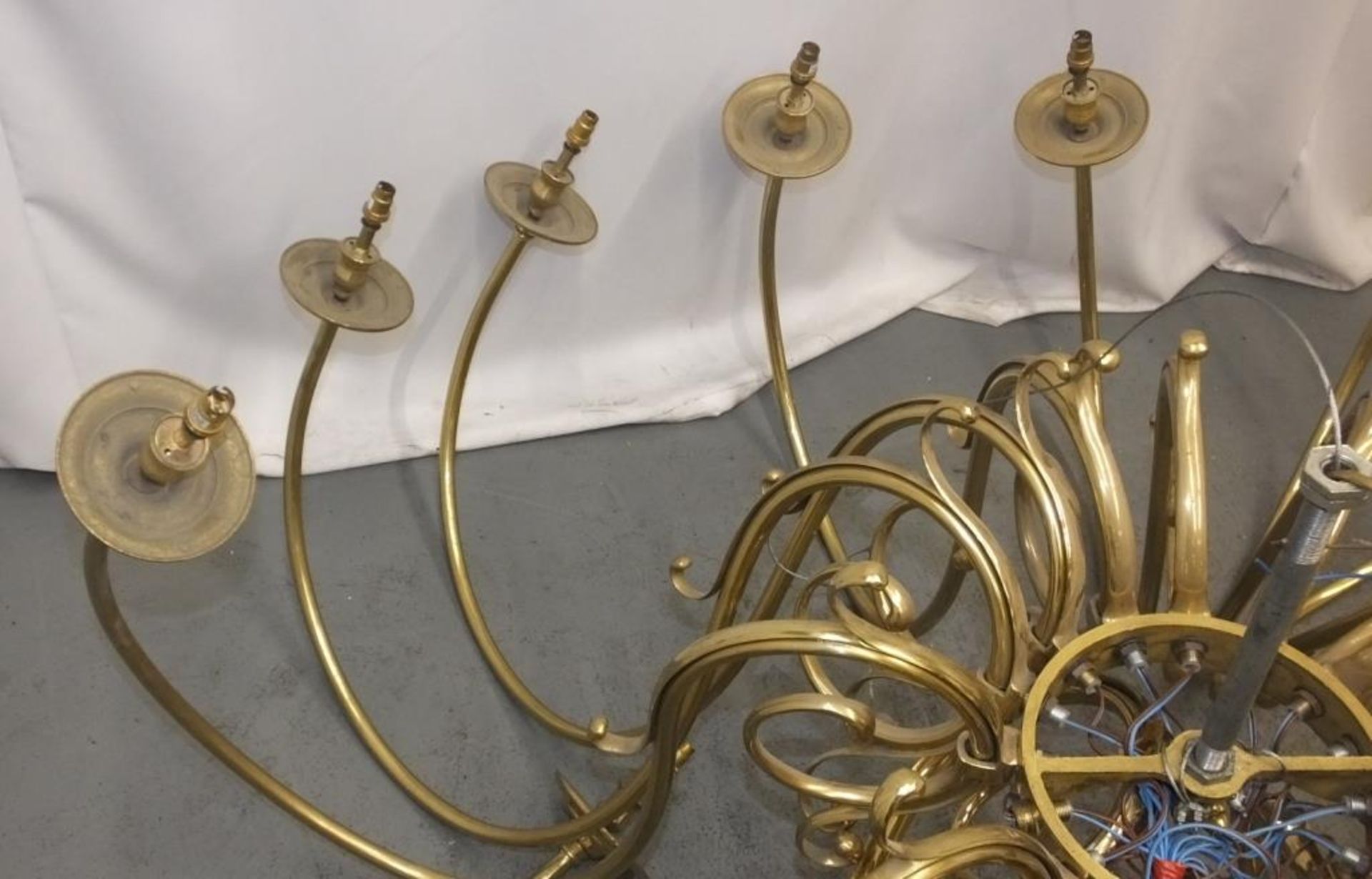 Large Brass Chandelier Light Fittings from Chatham House. - Image 3 of 25