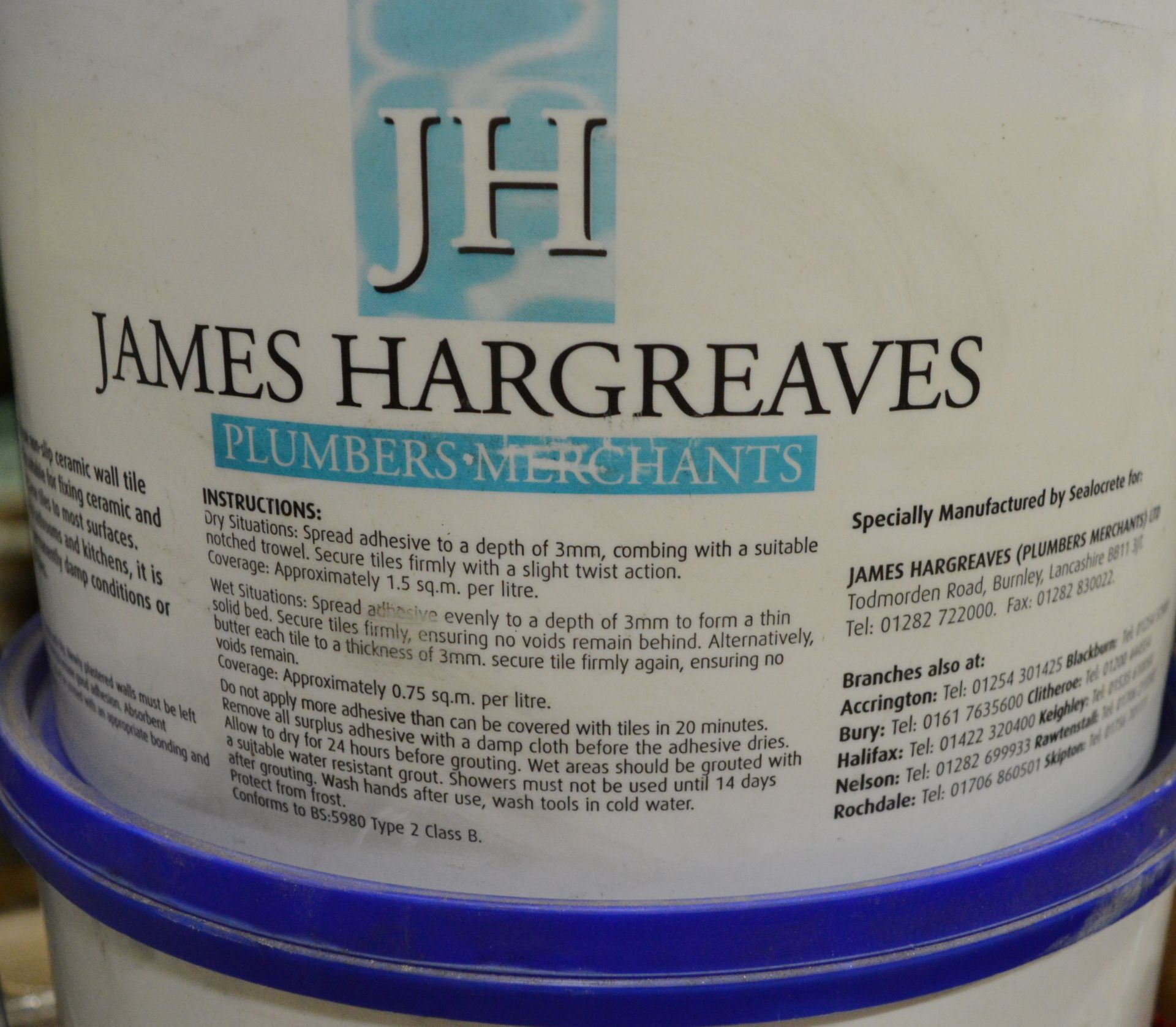 4x 10 ltr James Hargreaves Ceramic Wall Tile Adhesive. - Image 2 of 2