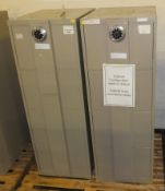 2x 4 Drawer Filing Cabinets with Spin Lock Bar W470 x L700 x H1320mm.